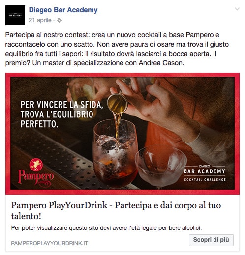 Social media post made to promote the contest Pampero Play Your Drink.