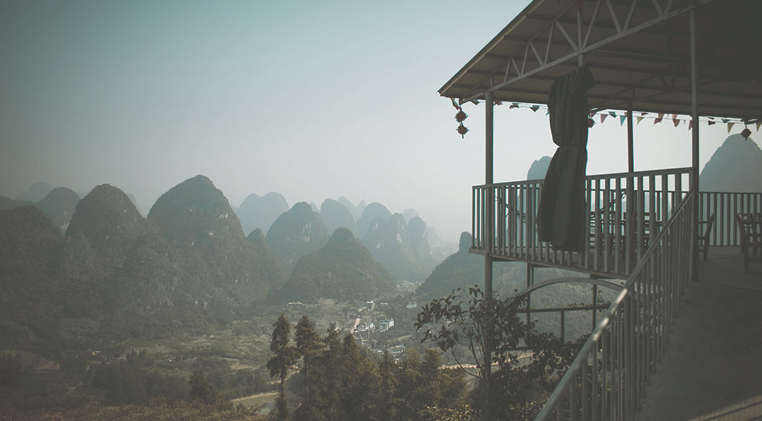 Karst mountain landscape in the Yangshuo county, China.
