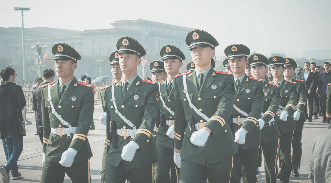 Guards marching in Tienanmen Square, Beijing, China.