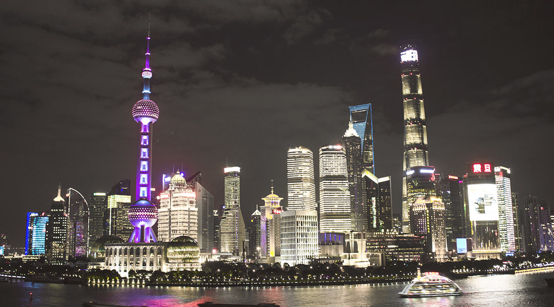 Night skyline of Shanghai, China.