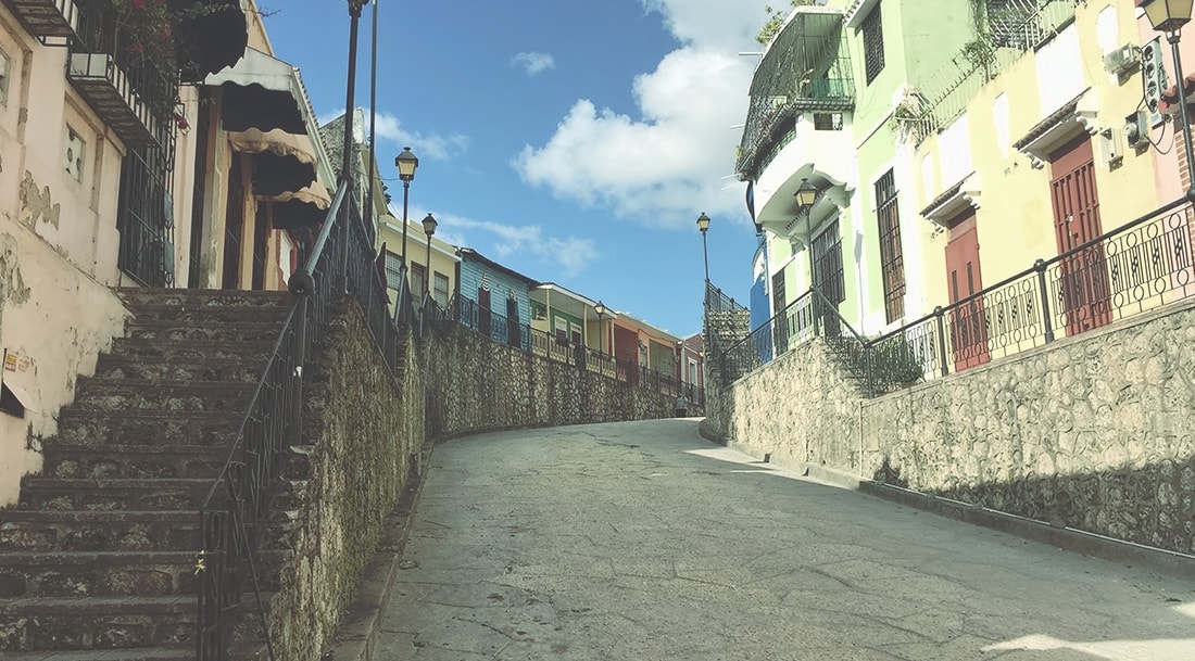 Colorful street of Santo Domingo.